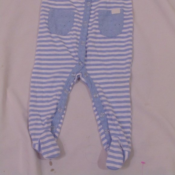 7 Seven for all Mankind One-Piece Size 3/6M Footed Footie Blue Striped - Picture 5 of 5